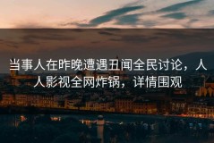 当事人在昨晚遭遇丑闻全民讨论，人人影视全网炸锅，详情围观