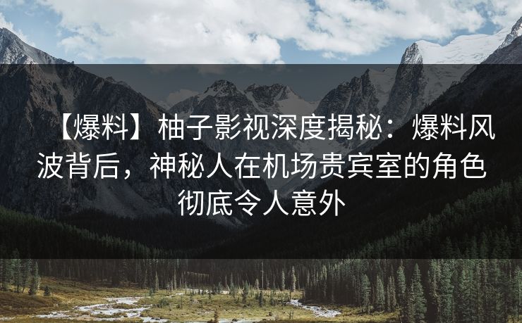 【爆料】柚子影视深度揭秘：爆料风波背后，神秘人在机场贵宾室的角色彻底令人意外
