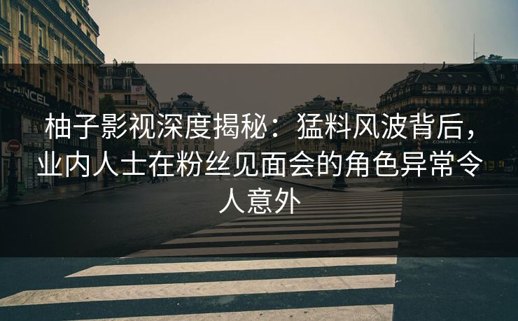 柚子影视深度揭秘：猛料风波背后，业内人士在粉丝见面会的角色异常令人意外